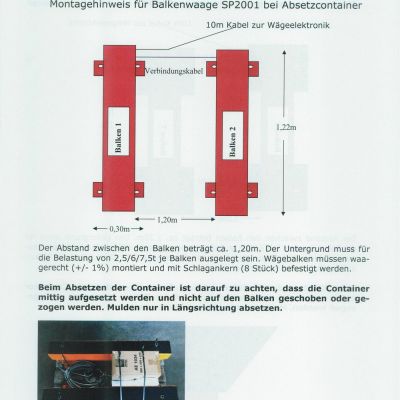 Montagehinweis für Balkenwaage